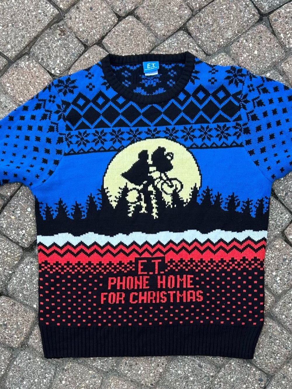 E.T. Phone Home For Christmas Knit Sweater Men Sz XL